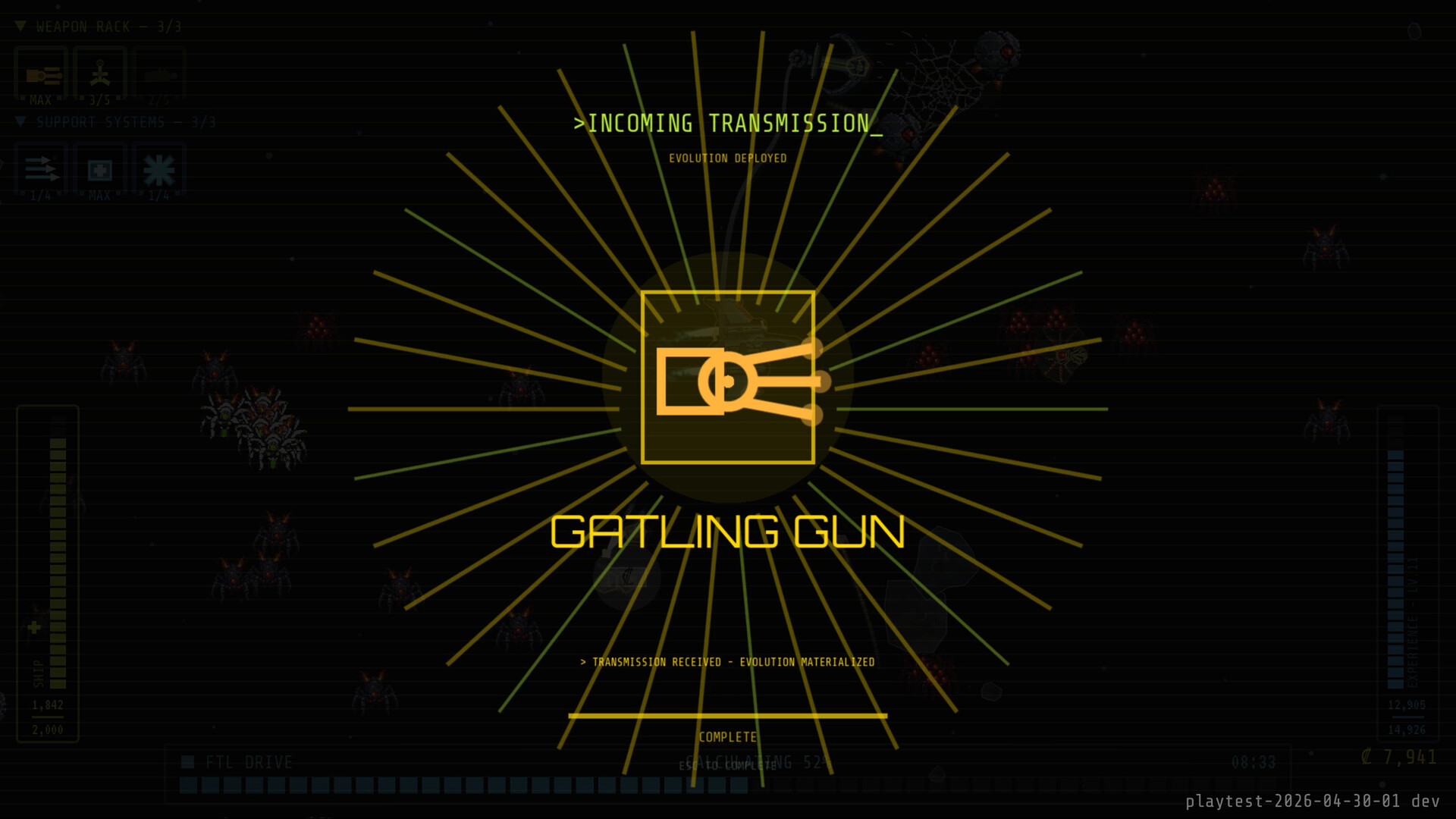FOXFIRE gameplay &mdash; Gatling Gun evolution ceremony, incoming transmission